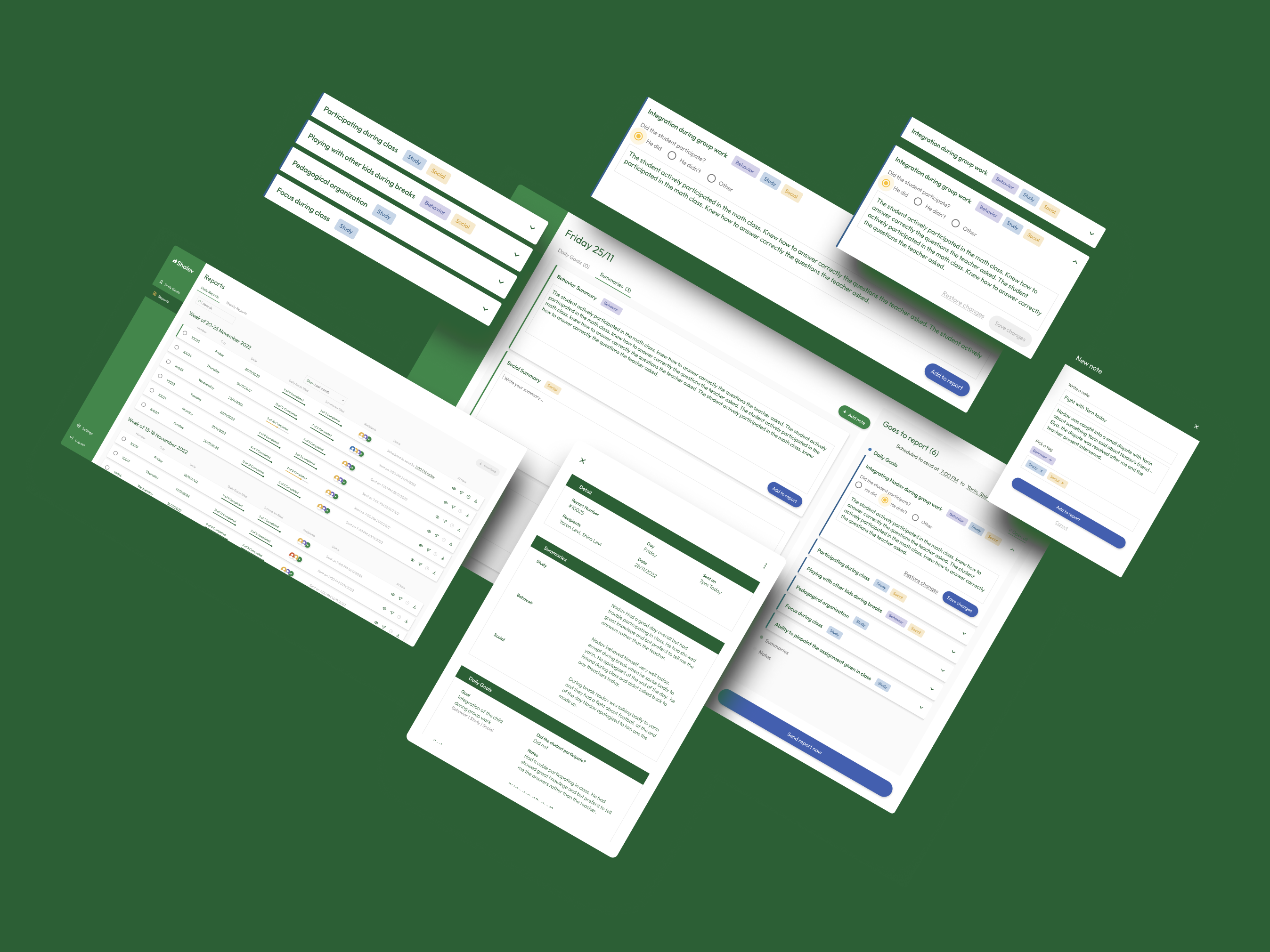 Shalev — student progress tracking platform UI